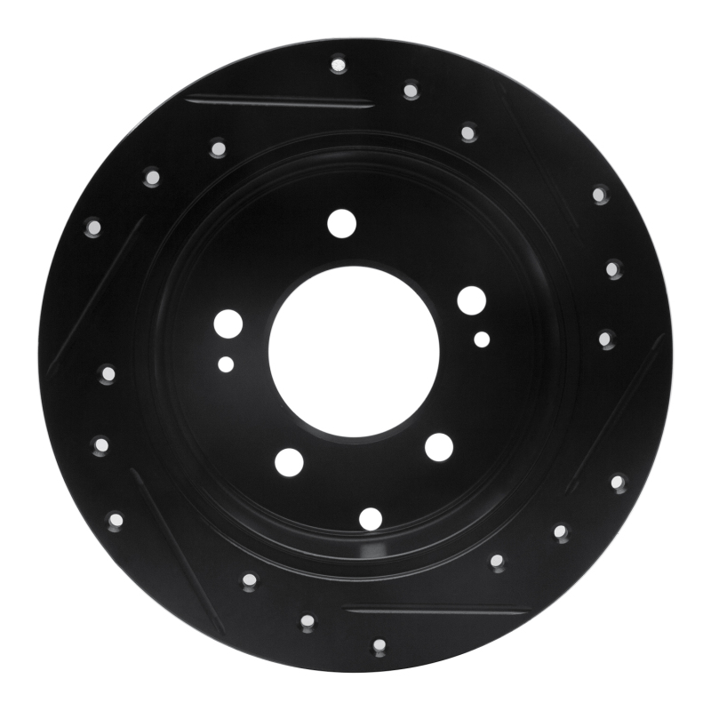Kia Forte Brake Rotor (1) - Rear Left - R1 Concepts - Drilled & Slotted - Black - `10-`13